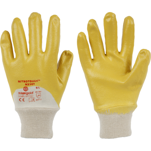 Handske nitril gul, delbelagd FÖRCH 5*