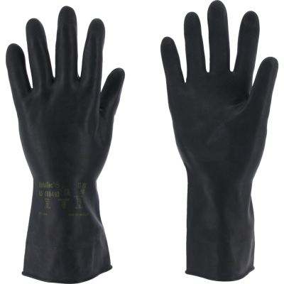 Rukavice z přír. latexu na ochranu proti chemikál.