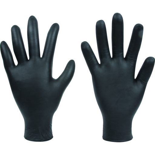 Nitril. rukavice na jedno použití, černé, zesílené