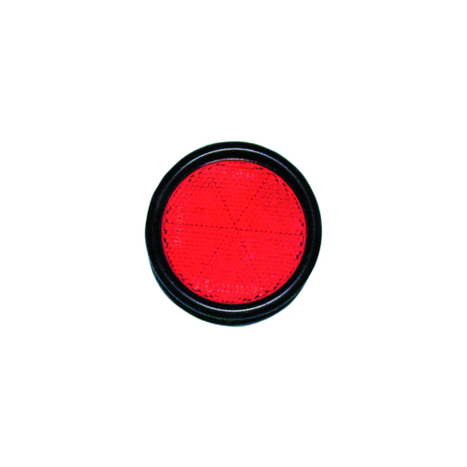 Refleks rund, rød med kunststof-indfatning